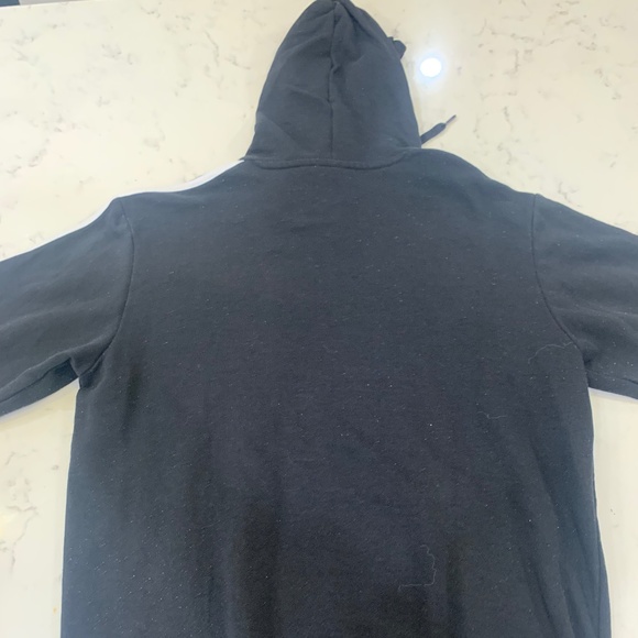 Adidas Men's Black White Striped Pullover Hoodie - Size M - Excellent Condition - Picture 2 of 5